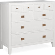 Modern-vidéki stílusú, tömör mindifából készült, kézműves fiókos komód