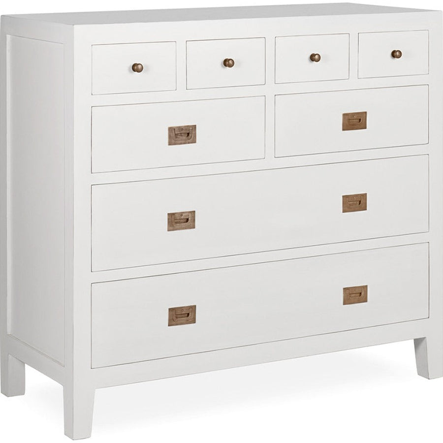 Modern-vidéki stílusú, tömör mindifából készült, kézműves fiókos komód