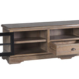 Siena TV-állvány – nyitott ajtók és fiók, polcos tárolók részletfotó