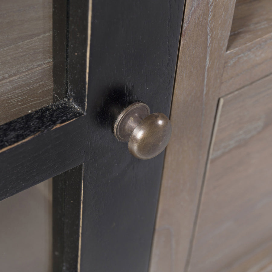 Fekete keretes üvegajtó gombfogantyú – antikolt fém részlet, Siena kollekció