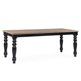 Siena étkezőasztal 200×90×78 cm – frontális nézet, natúr asztallap és fekete esztergált lábak