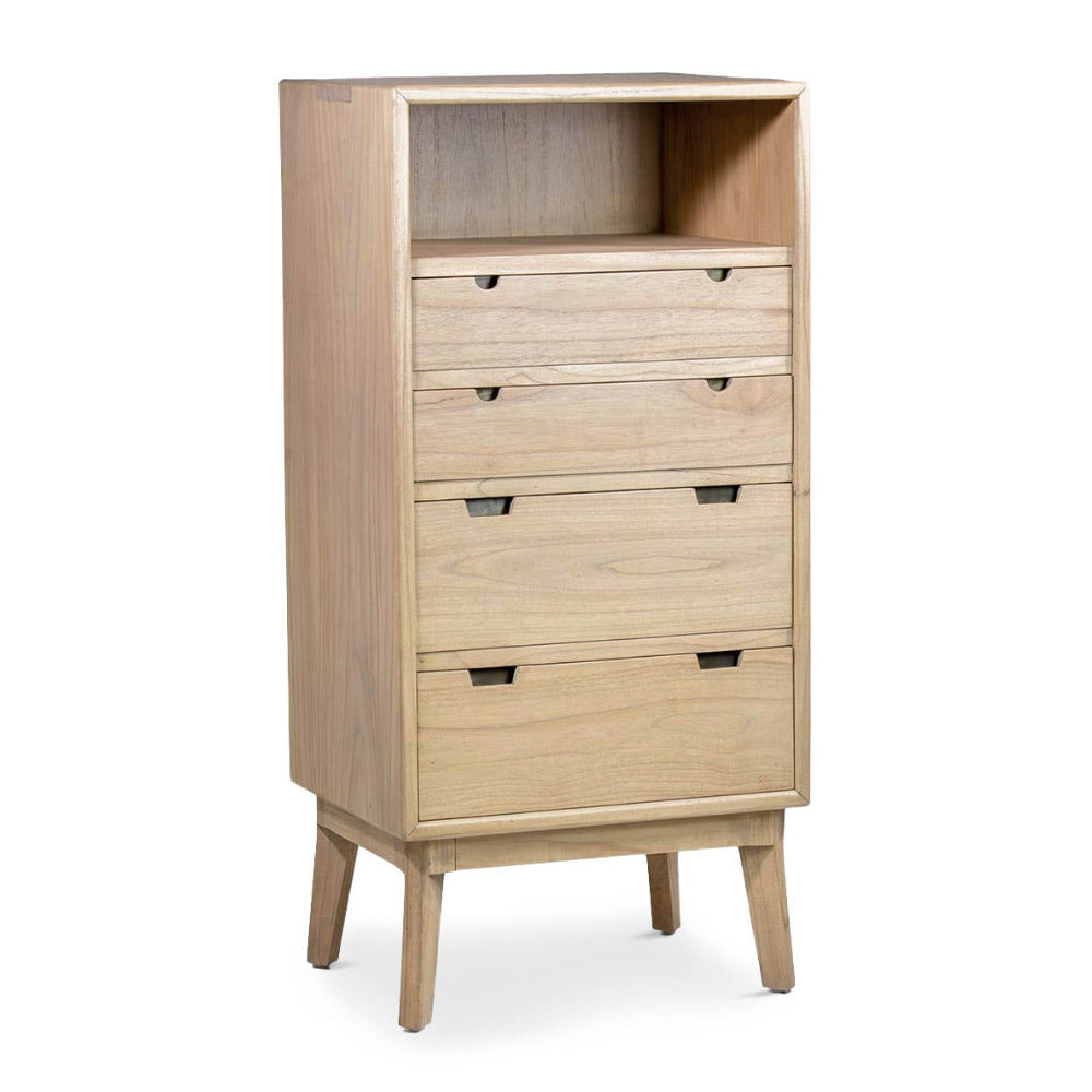 Natúr színű mindifa komódszekrény 60x45x125 cm – perspektivikus nézet, Scandi kollekció