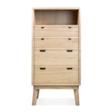 Scandi komódszekrény részletfotó – fiók és faerezet közelről