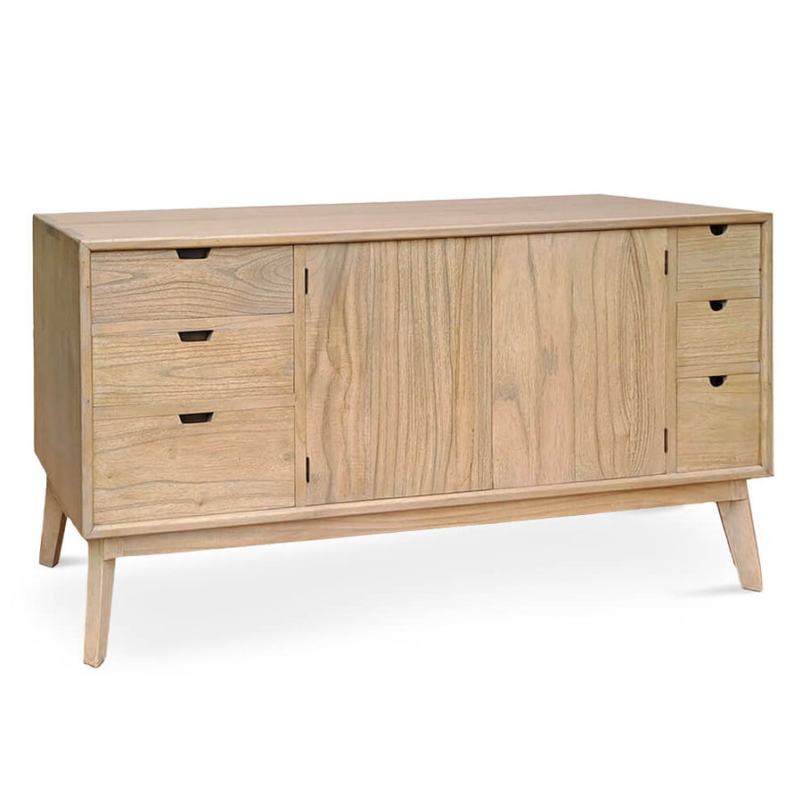 Natúr színű mindifa komód 150x45x80 cm – perspektivikus nézet, Scandi kollekció