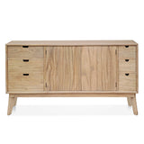 Scandi komód frontális nézet – hat fiókkal és két ajtós szekrénnyel