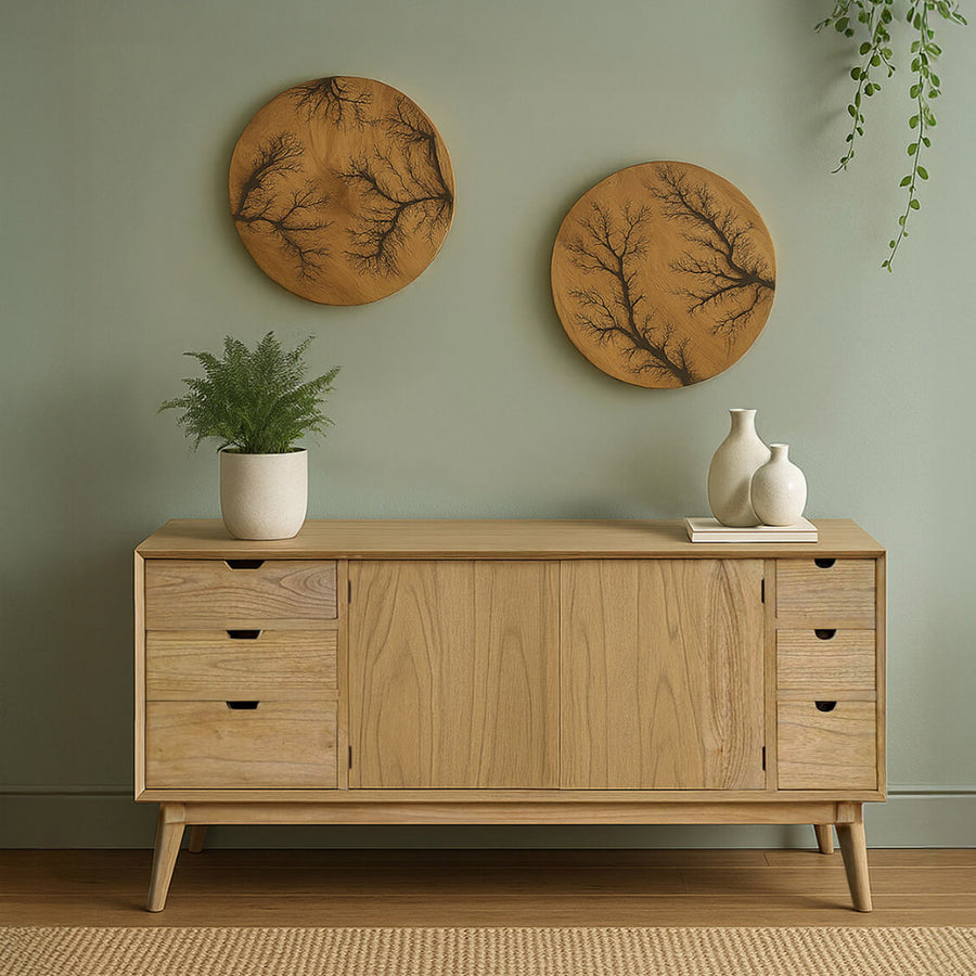 Scandi komód enteriőrfotó – modern nappaliban elhelyezve