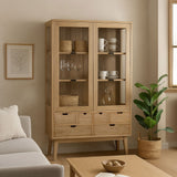 Scandi vitrines szekrény enteriőrfotó – modern nappaliban elhelyezve