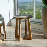 Scandi kerek kisasztal enteriőr - kortárs nappaliban elhelyezve