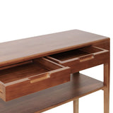 Mahagóni fiókok közelről – Oporto konzolasztal részletfotó.