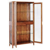 Oporto vitrines szekrény – nyitott ajtók, belső üvegpolcok és két középső fiók