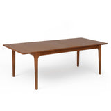 Oporto étkezőasztal – bővített állapotban, oldalnézet, mahagóni felület