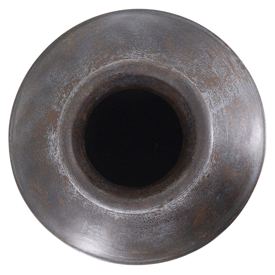 Mediterrán stílusú, antikolt hatású, bézs és rozsdabarna színű kerámia kaspó.