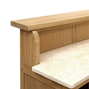 Modern, tömör teakfából és márványból készült bárpult