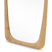 natúr színű, 190 cm magas, tömör teakfából készült, nagyméretű állótükör