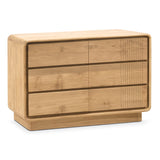 Modern, tömör teakfából készült, natúr színű hatfiókos komód