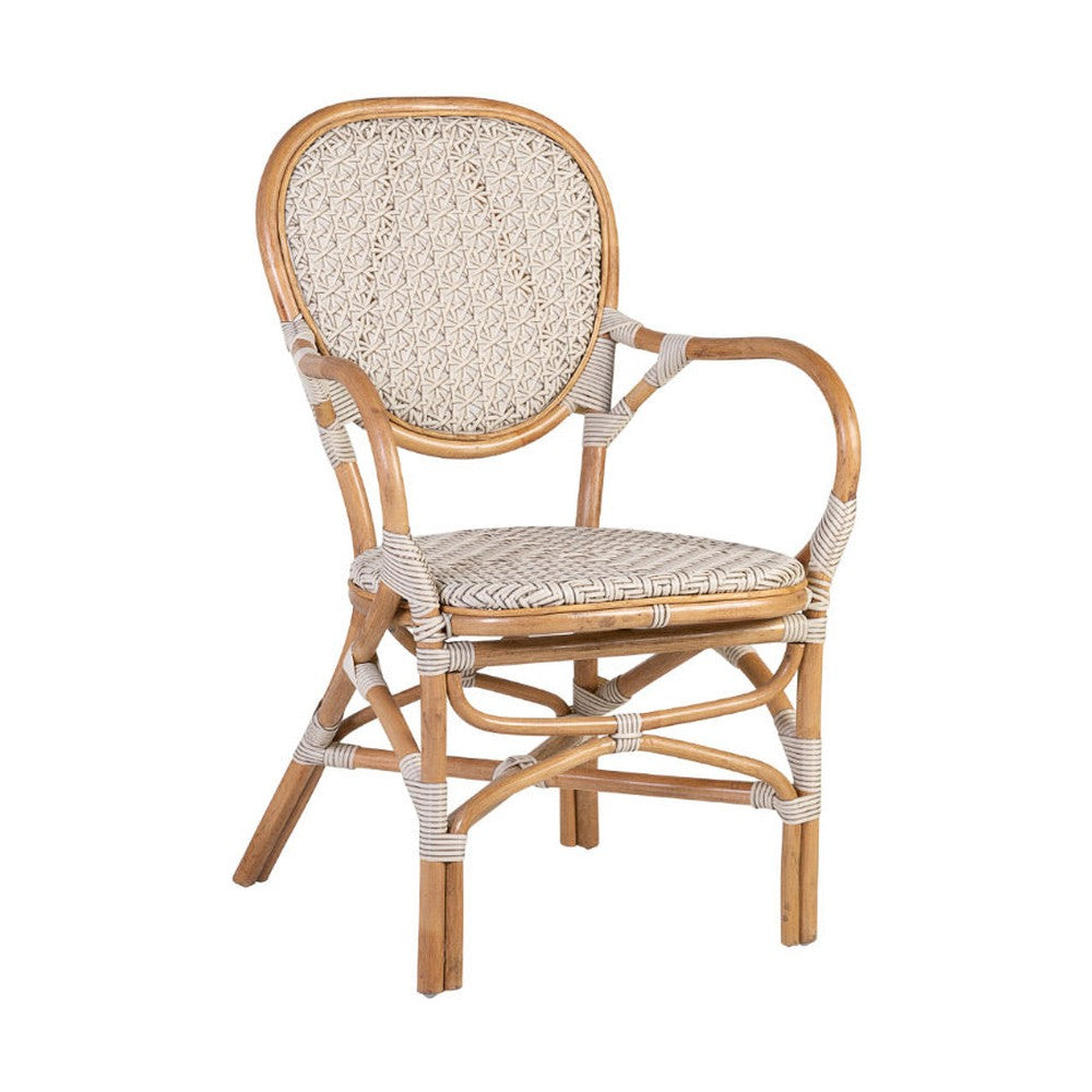 Vintage stílusú, természetes rattanból és műrattanból készült, natúr és fehér színű szék