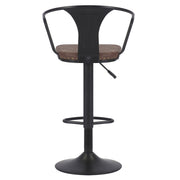 Loft stílusú, műbőr ülőkés, állítható magasságú bárszék műbőr háttámlával.