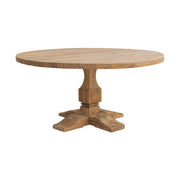Koloniál stílusú, újrahasznosított teakfából készült, kör formájú étkezőasztal.
