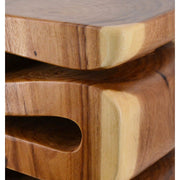 Kortárs stílusú, tömör surafából készült, natúr színű design kisasztal.