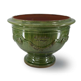 Óriás méretű, tradiconális mázas, zöld színű, anduze kerámia kaspótál