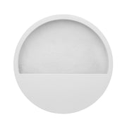 40 cm átmérőjű matt fehér fali kaspó fiberstone anyagból - frontális nézet.