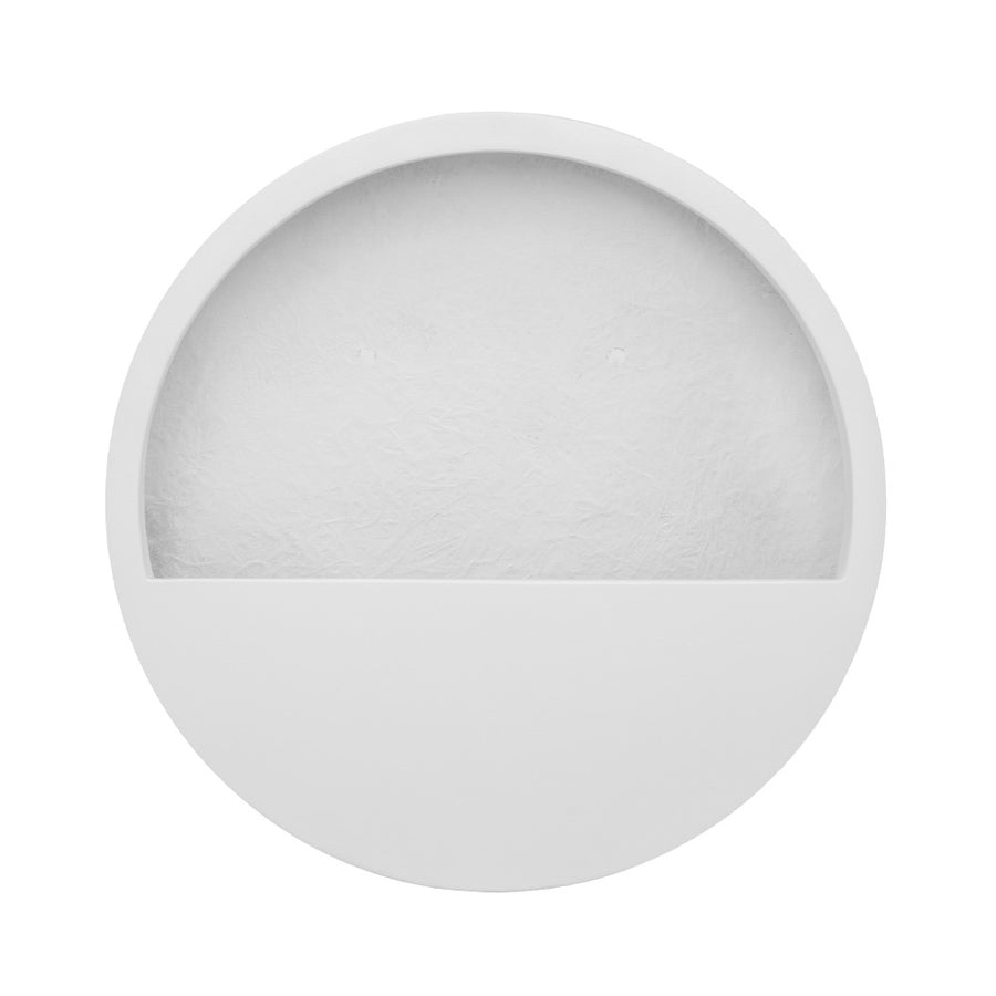 40 cm átmérőjű matt fehér fali kaspó fiberstone anyagból - frontális nézet.