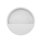 30 cm átmérőjű matt fehér fali kaspó fiberstone anyagból - frontális nézet.