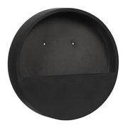 50 cm átmérőjű matt fekete fali kaspó fiberstone anyagból - oldalsó profil nézet.