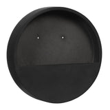 50 cm átmérőjű matt fekete fali kaspó fiberstone anyagból - oldalsó profil nézet.