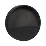 40 cm átmérőjű matt fekete fali kaspó fiberstone anyagból - oldalsó profil nézet.