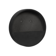 30 cm átmérőjű matt fekete fali kaspó fiberstone anyagból - oldalsó profil nézet.