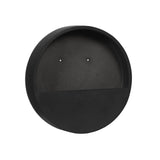 30 cm átmérőjű matt fekete fali kaspó fiberstone anyagból - oldalsó profil nézet.