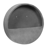 50 cm átmérőjű matt szürke fali kaspó fiberstone anyagból - oldalsó profil nézet.