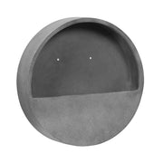 40 cm átmérőjű matt szürke fali kaspó fiberstone anyagból - oldalsó profil nézet.