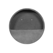 30 cm átmérőjű matt szürke fali kaspó fiberstone anyagból - frontális nézet.