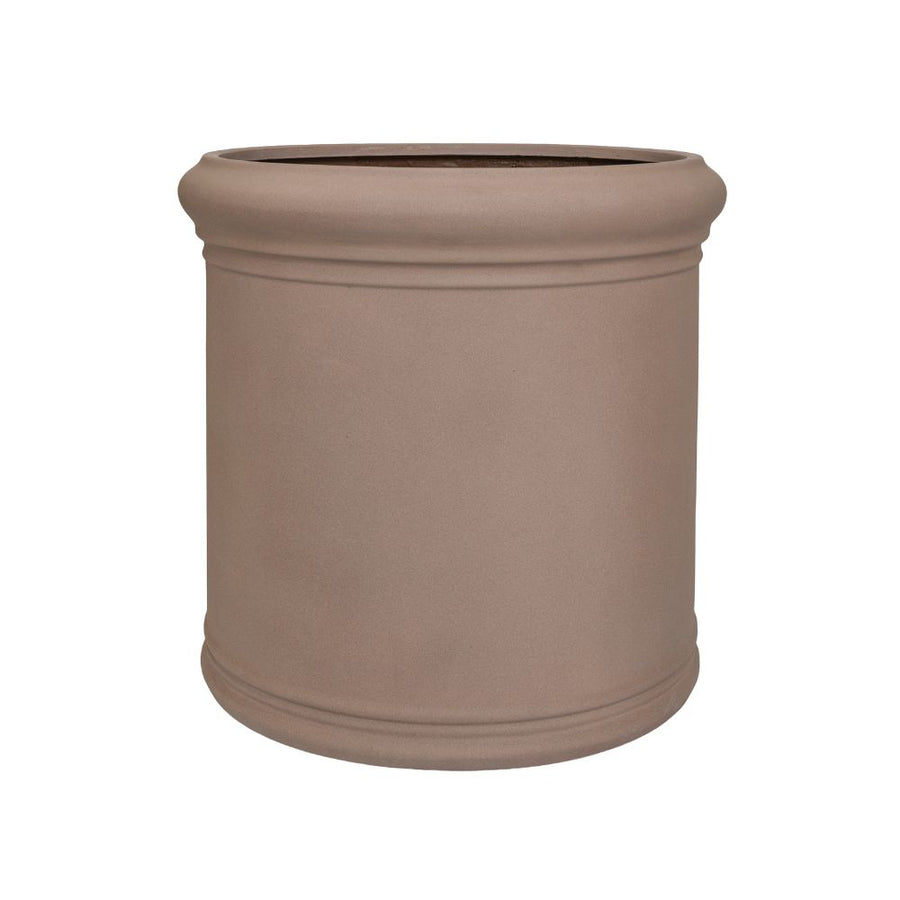 Heritage taupe színű hengeres fiberstone kaspó profilozott peremekkel, Ø 70 × 69 cm