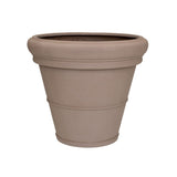 Heritage taupe színű kúpos fiberstone kaspó Ø69 × 60 cm méretben, hagyományos agyagcserép ihlette formával, széles, profilozott peremmel és matt felülettel.