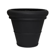Heritage matt fekete, kúpos fiberstone kaspó 90 cm átmérővel és 79 cm magassággal, széles, lekerekített peremmel és klasszikus díszítőgyűrűkkel, fehér háttéren.