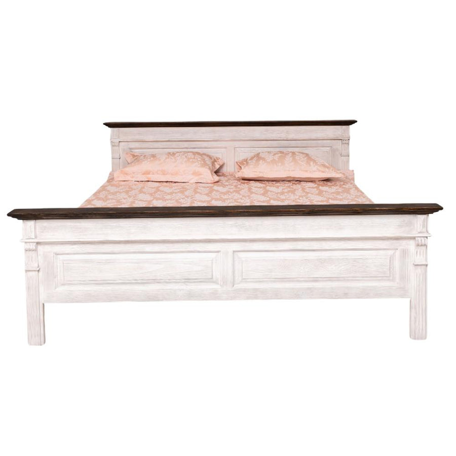 Fenyőfa ágykeret 180x200 cm-es méretben, fix fejtámlával és lábvéggel