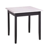 Fenyőfa étkezőasztal. A lábak színe festett fekete, az asztallap színe olajozott fehér.