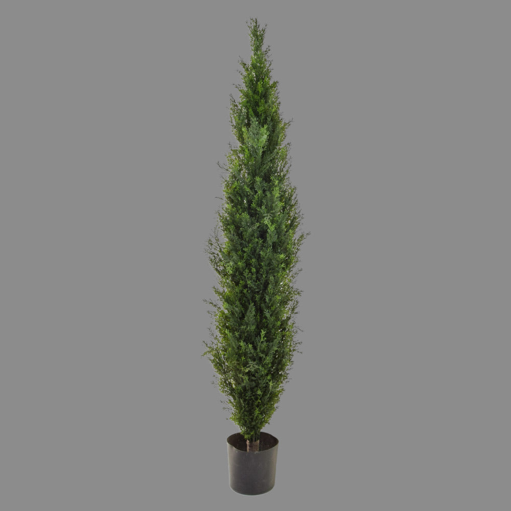 Élethű megjelenésű, UV-álló kialakítású, 150 cm magas, zöld színű cédrusfenyő műnövény