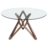 Kortárs stílusú, kőrisfából készült, dizájn étkezőasztal edzett üveglappal.