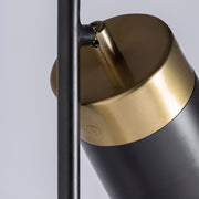 Kortárs stílusú, fekete és aranyszínű, 154 cm magas, fém állólámpa két foglalattal