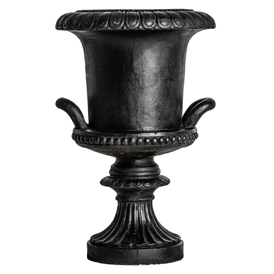 Nagy méretű, fekete színű, kortárs-mediterrán stílusú, terrakotta padlóváza