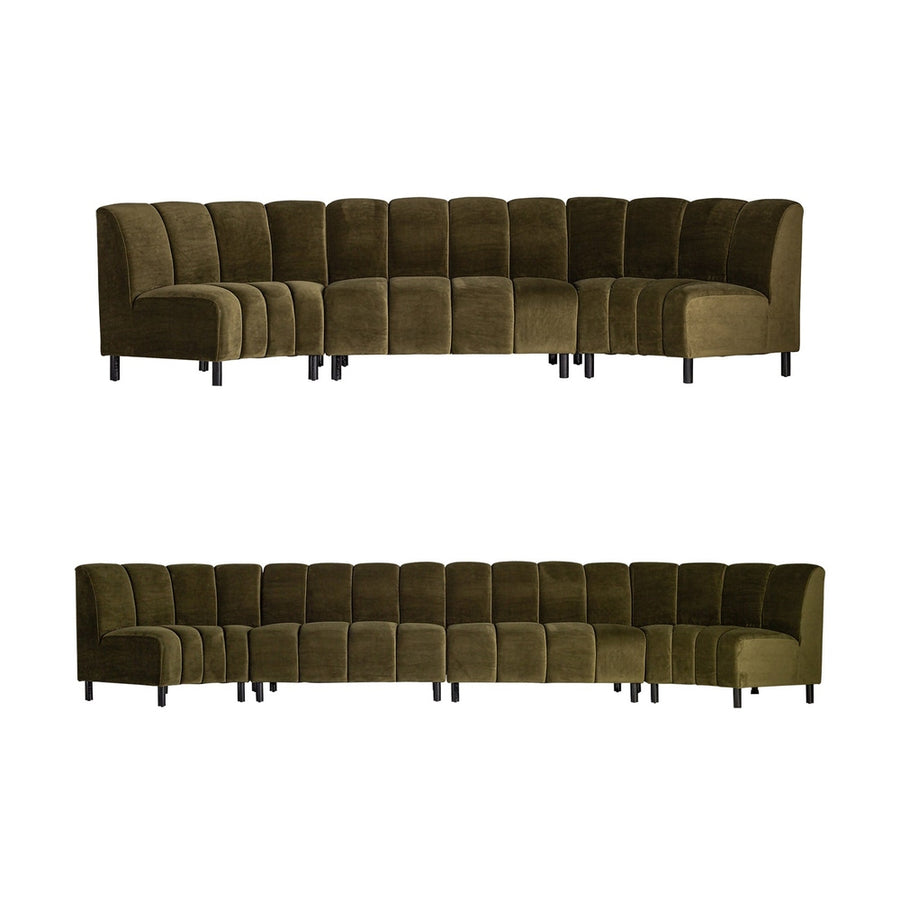 Három, és négy moduláris elemből álló kortárs stílusú kanapésor.