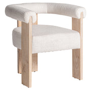 Kortárs stílusú, natúr színű, tölgyfa karosszék buklé hatású szövettel.