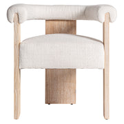 Kortárs stílusú, natúr színű, tölgyfa karosszék buklé hatású szövettel.