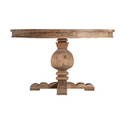 Nagyméretű, koloniál stílusú, mangófából készült, natúr színű, kör alakú étkezőasztal