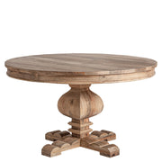 Nagyméretű, koloniál stílusú, mangófából készült, natúr színű, kör alakú étkezőasztal