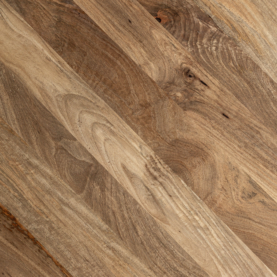 Nagyméretű, koloniál stílusú, mangófából készült, natúr színű, kör alakú étkezőasztal